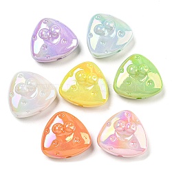 UV Plating Iridescent Acrylic Beads, Triangle, Mixed Color, 25x27x12mm, Hole: 2.5mm(OACR-G039-11)