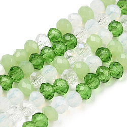 Glass Beads Strands, Faceted, Rondelle, Light Green, 3x2.5mm, Hole: 0.6mm, about 145~150pcs/strand, 34~35cm(EGLA-A034-M2mm-04)