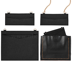 WADORN 2Pcs 2 Styles Wool Felt Bag Organizer Inserts, with Alloy D-Rings, for Envolope Bag Accessories, Rectangle, Black, 9~17.8x17~21x0.2cm, Hole: 9x13~14mm, 1pc/style(FIND-WR0007-26F)