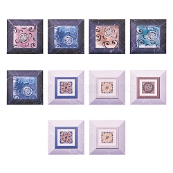 PVC Tile Stickers Set, Square Picture Frame with Flower Pattern, Mixed Color, 10.1x10.1x0.05cm, 10pcs/set(CF-TAC0001-13)