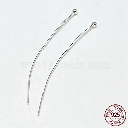 925 Sterling Silver Ball Head Pins, Silver, 40x0.5mm(24 Gauge), Ball: 1.8mm, about 163pcs/20g(STER-F018-03I)