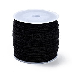 Macrame Cotton Cord, Braided Rope, with Plastic Reel, for Wall Hanging, Crafts, Gift Wrapping, Black, 1.2mm, about 54.68 Yards(50m)/Roll(OCOR-B002-01A-25)