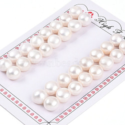 Grade 3A Natural Cultured Freshwater Pearl Beads, Half Drilled, Half Round Beads, Creamy White, 10.5~11x8~9mm, Hole: 1mm(PEAR-N018-3A-10511A)