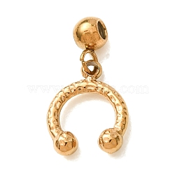 304 Stainless Steel Pendants, with Silicone inside, Hammered Horseshoe Charms, Golden, 17mm, Hole: 0.6mm(CU-CBAB6EC-09G)