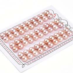 Grade 6A Natural Cultured Freshwater Pearl Beads, Half Drilled, Half Round Beads, Dark Salmon, 9.5~10x7mm, Hole: 1mm(PEAR-N018-6A-9095C)