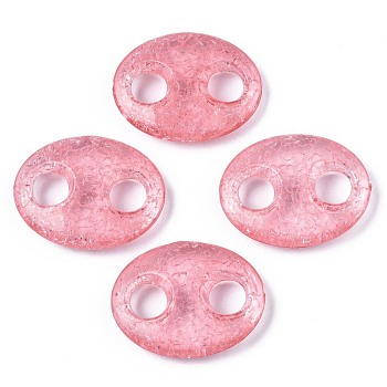 Transparent Crackle Acrylic Links Connectors, Oval, for Coffee Bean Chain Making, Light Coral, 43x34x11mm, Hole: 11mm, about 66pcs/500g