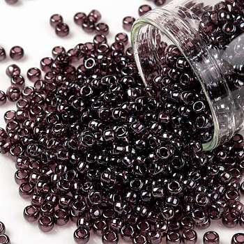 TOHO Round Seed Beads, Japanese Seed Beads, (115) Transparent Luster Amethyst, 8/0, 3mm, Hole: 1mm, about 222pcs/bottle, 10g/bottle