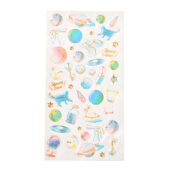 Epoxy Resin Sticker, for Scrapbooking, Travel Diary Craft, Universe Themed Pattern, 5~25x5~31mm
