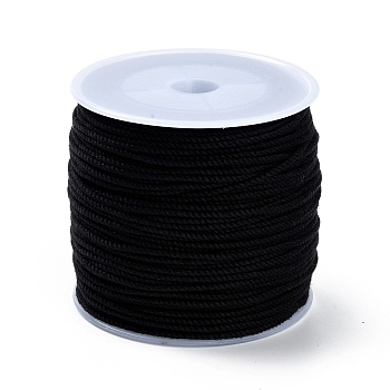 Macrame Cotton Cord, Braided Rope, with Plastic Reel, for Wall Hanging, Crafts, Gift Wrapping, Black, 1.2mm, about 49.21 Yards(45m)/Roll