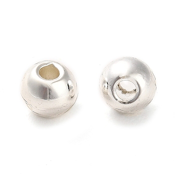 Alloy Beads, Long-Lasting Plated, Round, Silver, 5x4mm, Hole: 1.4mm