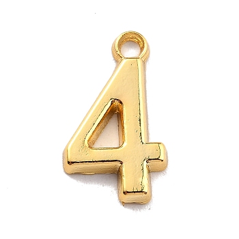 Alloy Pendants, Cadmium Free & Lead Free, Golden, Number, Num.4, 18x10.5x2.1mm, Hole: 2.4mm