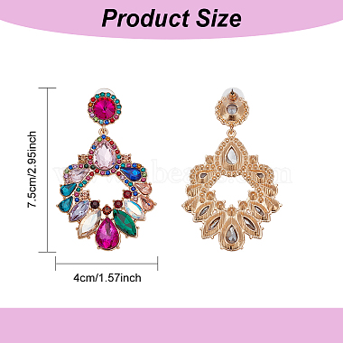 ANATTASOUL 3 Pairs 3 Colors Rhinestone Twist Oval Dangle Stud Earrings(EJEW-AN0001-04)-2