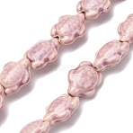 Handmade Porcelain Beads Strands, Tortoise, Bright Glazed Porcelain, Pearl Pink, 17x14x8mm, Hole: 1.8mm, about 22pcs/strand, 14.3 inch(36~37cm)(LAMP-G140-02M)