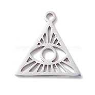 201 Stainless Steel Pendants,  Triangular, Stainless Steel Color, 15x14.5x0.5mm, Hole: 1.5mm(STAS-CJC0008-03P)