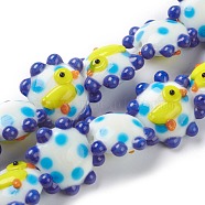 Handmade Lampwork Beads, Flower, Duck, Bumpy, White, 21x19x10mm, Hole: 2mm, about 20pcs/strand, 12.60''(32cm)(LAMP-J092-01C)