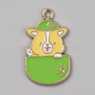 Alloy Pendants, with Enamel, Golden, Dog, 27x16x1.5mm, Hole: 1.8mm(ENAM-CJC0003-61B-G)