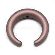 Rubberized Style Acrylic Beads, Double Horn/Crescent Moon Bead, Saddle Brown, 34x36x8mm, Hole: 2mm(MACR-Q203-X08)