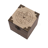 Square Wooden Storage Boxes, for Witchcraft Articles Storage, BurlyWood, Star, 10x10x10cm(PW-WG44331-04)