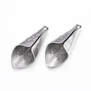 304 Stainless Steel Pendants, Calla Lily, Stainless Steel Color, 29x12.5x10mm, Hole: 1.2mm(X-STAS-H416-32P)