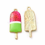 Printed Alloy Pendants, Lead Free & Cadmium Free & Nickel Free, Golden, Ice Lolly Charm, Colorful, 27x10x2.5mm, Hole: 1.4mm(PALLOY-H127-04G-01)