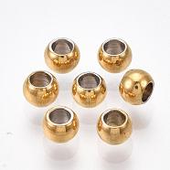 Vacuum Plating 201 Stainless Steel Beads, Round, Golden, 4x3mm, Hole: 2mm(STAS-T008-230)