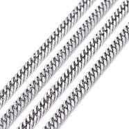 304 Stainless Steel Diamond Cut Chunky Curb Chains, Cuban Link Chain, Unwelded, Faceted, with Spool, Stainless Steel Color, 5x3.5x0.7mm, about 32.8 Feet(10m)/roll(CHS-F013-02P)
