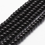 Natural Black Onyx Beads Strands, Grade A, Dyed & Heated, Rondelle, Faceted, 6x3mm, Hole: 1mm, about 120pcs/strand, 15.16 inch~15.35 inch(G-P161-19-6x3mm)