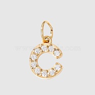 Stainless Steel Cubic Zirconia Pendants with Jump Rings, Real 14K Gold Plated, Long-Lasting Plated, Letter C, 8mm(FIND-PW0024-08C)