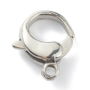 304 Stainless Steel Lobster Claw Clasps, Polishing, Stainless Steel Color, 12x9x3.5mm, Hole: 1.4mm(STAS-P283-02A-P)