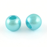 ABS Plastic Imitation Pearl European Beads, Large Hole Rondelle Beads, Deep Sky Blue, 11.5~12x10mm, Hole: 5mm(X-MACR-R530-12mm-A33)