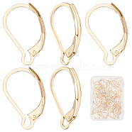 60Pcs 304 Stainless Steel Leverback Earring Findings, Real 24K Gold Plated, 16.5x10x2mm, Pin: 1mm(STAS-SC0004-61)