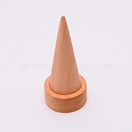 Wood Ring Displays, with Faux Suede, Cone, BurlyWood, 3.95x9.35cm(RDIS-WH0002-06)