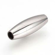 304 Stainless Steel Magnetic Clasps with Glue-in Ends, Rice, Stainless Steel Color, 20.5x7mm, Hole: 3mm(STAS-Q211-31A)