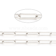 Brass Paperclip Chains, Flat Oval, Drawn Elongated Cable Chains, Soldered, Long-Lasting Plated, Real Platinum Plated, Links: 15x5x1mm(CHC-L044-01C-P)