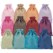 Burlap Packing Pouches Drawstring Bags, for Christmas, Wedding Party and DIY Craft Packing, Mixed Color, 18x13cm, 12 colors, 2pcs/color, 24pcs/set(ABAG-BC0001-17)