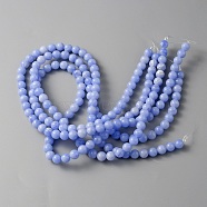 Natural Dyed Blue Lace Agate Beads Strands, Round, 6mm, Hole: 0.8mm, about 60~64pcs/strand, 15 inch(38.1cm)(G-WH0016-42A)