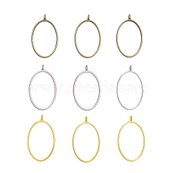 Matte Style Rack Plating Alloy Oval Open Back Bezel Pendants, For DIY UV Resin, Epoxy Resin, Pressed Flower Jewelry, Lead Free & Nickel Free, Mixed Color, 39x23.8x3.5mm, Hole: 2.8mm, 20pcs/set(PALLOY-CJ0001-22-FF)