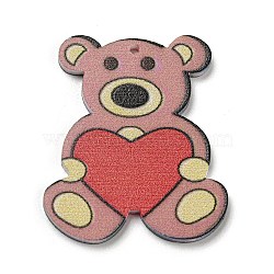 Acrylic Pendants, Bear, Light Coral, 39x33x2.3mm, Hole: 1.3mm(FIND-Z010-03B)