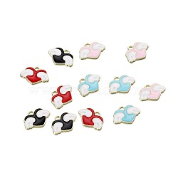 Alloy Enamel Pendants, Light Gold, Heart with Wing Charm, Mixed Color, 13.1x17.9mm(WG28591-03)