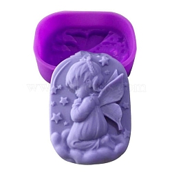 Cupid Angel Silicone Molds, Food Grade Molds, For DIY Cake Decoration, Candle, Chocolate, Candy, Soap, Purple, 79x60x25.5mm, Inner Diameter: 76x57mm(DIY-I059-01)