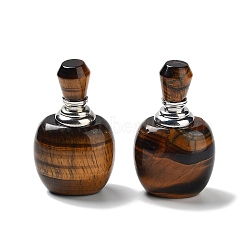 Natural Tiger Eye Dropper Bottles, with 304 Stainless Steel Findings, SPA Aromatherapy Essemtial Oil Empty Bottletle, 4.05x3.2x6.5cm(DJEW-K024-01P-08)