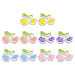 10Pcs 5 Colors Transparent Acrylic Enamel Beads, Cherry, Mixed Color, 22x27.5x8mm, Hole: 3.5mm, 2pcs/color(TACR-YW0001-73)