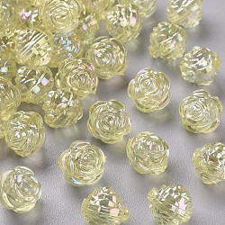 Transparent Acrylic Beads, AB Color, Flower, Yellow, 11.5x11.5mm, Hole: 1.8mm, about 780pcs/500g(TACR-S154-33C-915)