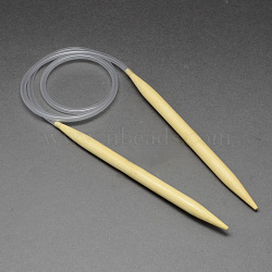 Rubber Wire Bamboo Circular Knitting Needles, More Size Available, Light Yellow, 780~800x5.0mm(TOOL-R056-5.0mm-01)