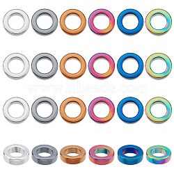 ARRICRAFT 24Pcs 6 Colors Vacuum Plating Non-magnetic Synthetic Hematite Linking Rings, Donut, Mixed Color, 14x4mm, Inner Diameter: 8.5mm, 4pcs/color(G-AR0004-76)
