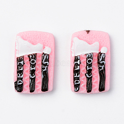 Resin Cabochons, Imitation Food, Opaque, Cookie, with Words Delicious, Pink, 28x17.5x6.5mm(RESI-R429-19B)