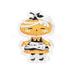 Halloween Style Printed Acrylic Pendants, Pumpkin, 42x30x2mm, Hole: 2mm(OACR-M007-02E)