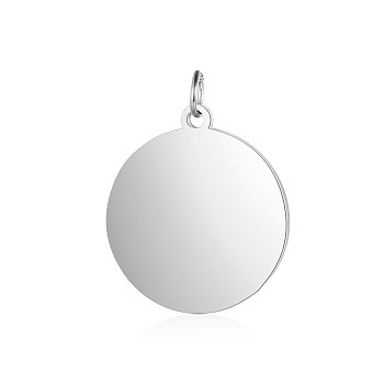 201 Stainless Steel Pendants, Flat Round, Stamping Blank Tag, Stainless Steel Color, 20.5x18x1.5mm, Hole: 3.5mm