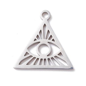 201 Stainless Steel Pendants,  Triangular, Stainless Steel Color, 15x14.5x0.5mm, Hole: 1.5mm