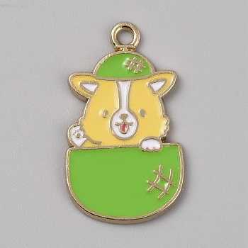 Alloy Pendants, with Enamel, Golden, Dog, 27x16x1.5mm, Hole: 1.8mm